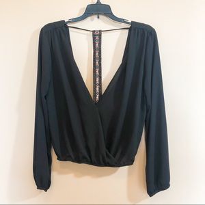 Tobi long sleeve top - size small - low V front & back